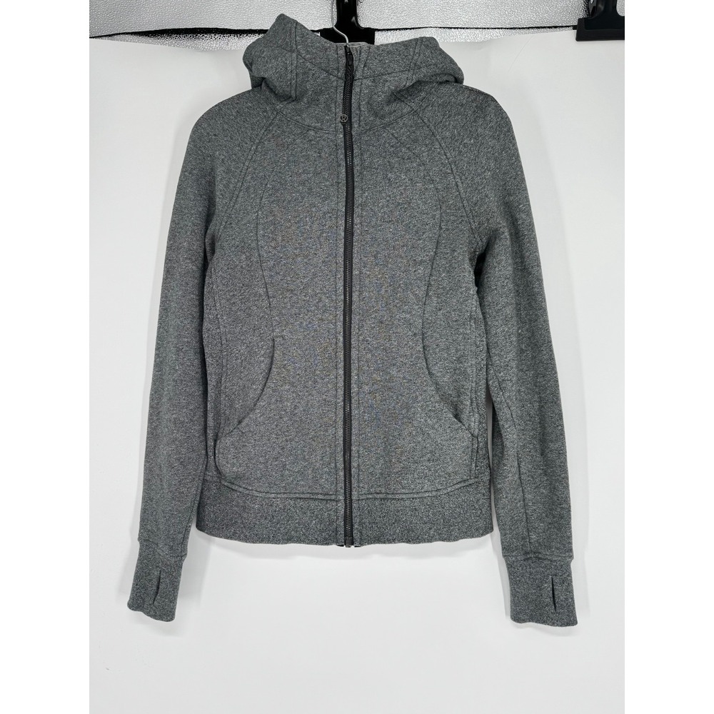 Lululemon Scuba Hoodie Light Cotton Fleece Heathered Grey Size 6 Full Zip Jacket